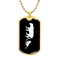 Mama Lioness With 1 Cub v3 - 18k Gold Finished Luxury Dog Tag Necklace
