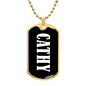 Cathy v01w - 18k Gold Finished Luxury Dog Tag Necklace
