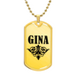 Gina v01a - 18k Gold Finished Luxury Dog Tag Necklace