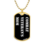 Combat Veteran's Mom v3 - 18k Gold Finished Luxury Dog Tag Necklace