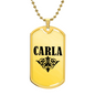 Carla v01a - 18k Gold Finished Luxury Dog Tag Necklace
