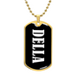 Della v01w - 18k Gold Finished Luxury Dog Tag Necklace