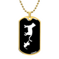 Mama Cat With 1 Kitten v3 - 18k Gold Finished Luxury Dog Tag Necklace