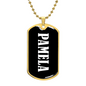 Pamela v01w - 18k Gold Finished Luxury Dog Tag Necklace