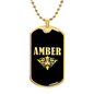 Amber v02a - 18k Gold Finished Luxury Dog Tag Necklace