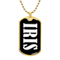 Iris v01w - 18k Gold Finished Luxury Dog Tag Necklace