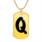 Initial Q v1b - 18k Gold Finished Luxury Dog Tag Necklace