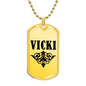 Vicki v01a - 18k Gold Finished Luxury Dog Tag Necklace