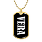 Vera v01w - 18k Gold Finished Luxury Dog Tag Necklace