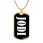 Jodi v01w - 18k Gold Finished Luxury Dog Tag Necklace