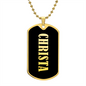 Christa v02 - 18k Gold Finished Luxury Dog Tag Necklace