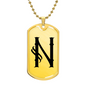 Initial N v001-31 - 18k Gold Finished Luxury Dog Tag Necklace