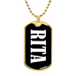Rita v01w - 18k Gold Finished Luxury Dog Tag Necklace