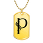 Initial P v001-31 - 18k Gold Finished Luxury Dog Tag Necklace
