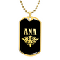 Ana v02a - 18k Gold Finished Luxury Dog Tag Necklace