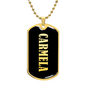 Carmela v02 - 18k Gold Finished Luxury Dog Tag Necklace