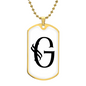 Initial G v001-34 - 18k Gold Finished Luxury Dog Tag Necklace