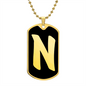 Initial N v2b - 18k Gold Finished Luxury Dog Tag Necklace