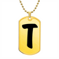 Initial T v1b - 18k Gold Finished Luxury Dog Tag Necklace
