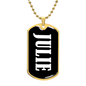Julie v01w - 18k Gold Finished Luxury Dog Tag Necklace
