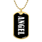Angel v01w - 18k Gold Finished Luxury Dog Tag Necklace