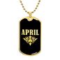 April v02a - 18k Gold Finished Luxury Dog Tag Necklace