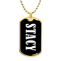 Stacy v01w - 18k Gold Finished Luxury Dog Tag Necklace