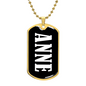 Anne v01w - 18k Gold Finished Luxury Dog Tag Necklace