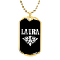 Laura v03a - 18k Gold Finished Luxury Dog Tag Necklace