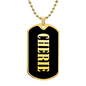 Cherie v02 - 18k Gold Finished Luxury Dog Tag Necklace