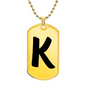 Initial K v1b - 18k Gold Finished Luxury Dog Tag Necklace