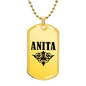 Anita v01a - 18k Gold Finished Luxury Dog Tag Necklace
