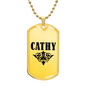 Cathy v01a - 18k Gold Finished Luxury Dog Tag Necklace