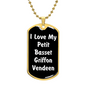 Love My Petit Basset Griffon Vendeen v6 - 18k Gold Finished Luxury Dog Tag Necklace