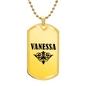 Vanessa v01a - 18k Gold Finished Luxury Dog Tag Necklace