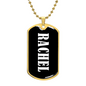 Rachel v01w - 18k Gold Finished Luxury Dog Tag Necklace