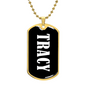 Tracy v01w - 18k Gold Finished Luxury Dog Tag Necklace