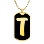 Initial T v2b - 18k Gold Finished Luxury Dog Tag Necklace