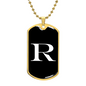 Initial R v3a - 18k Gold Finished Luxury Dog Tag Necklace