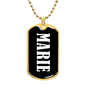 Marie v01w - 18k Gold Finished Luxury Dog Tag Necklace
