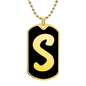 Initial S v2b - 18k Gold Finished Luxury Dog Tag Necklace