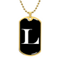 Initial L v3a - 18k Gold Finished Luxury Dog Tag Necklace