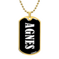 Agnes v01w - 18k Gold Finished Luxury Dog Tag Necklace