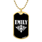 Emily v03a - 18k Gold Finished Luxury Dog Tag Necklace