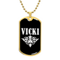 Vicki v03a - 18k Gold Finished Luxury Dog Tag Necklace