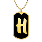 Initial H v2b - 18k Gold Finished Luxury Dog Tag Necklace