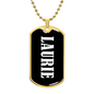 Laurie v01w - 18k Gold Finished Luxury Dog Tag Necklace