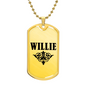 Willie v01a - 18k Gold Finished Luxury Dog Tag Necklace