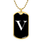 Initial V v3a - 18k Gold Finished Luxury Dog Tag Necklace