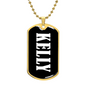 Kelly v01w - 18k Gold Finished Luxury Dog Tag Necklace